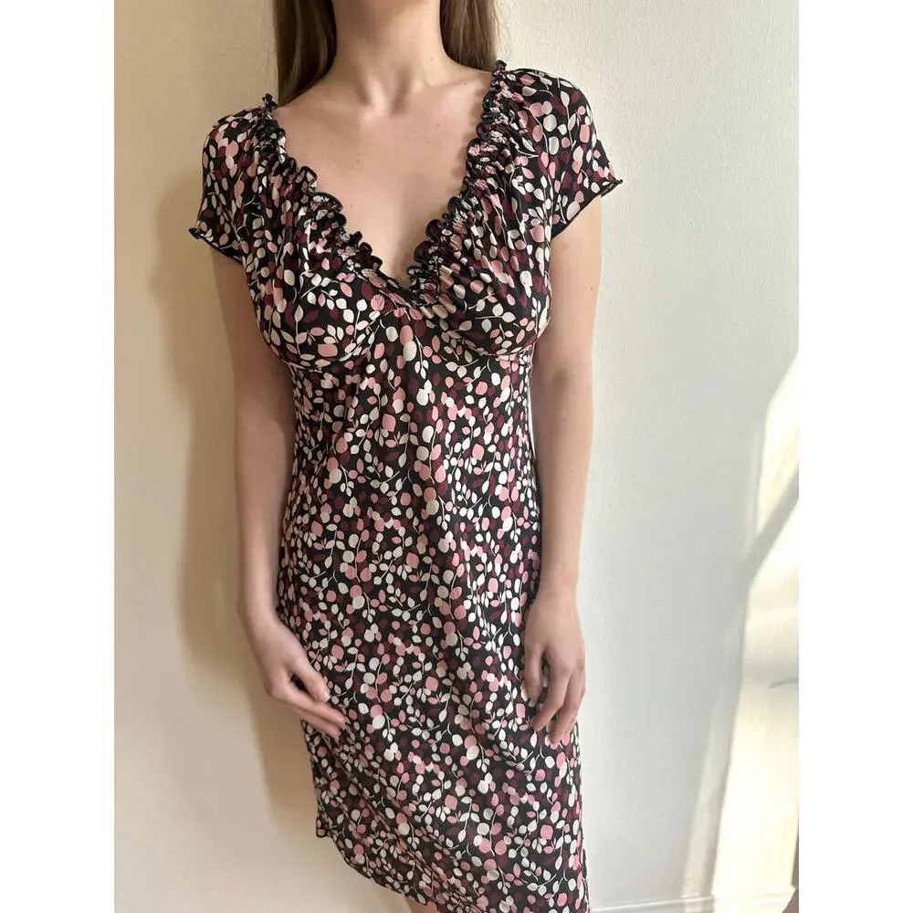 Floral Babydoll Ruffle Hem Short Sleeve Midi Dress - Picture 4 of 5